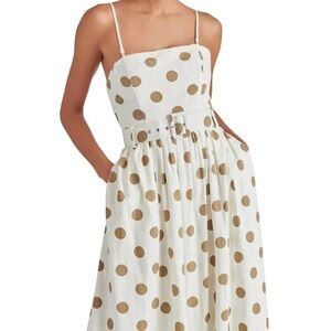 Napoli Cream Polka Dot Spaghetti Strap Top with Brown Dots. Belt matches. NWT